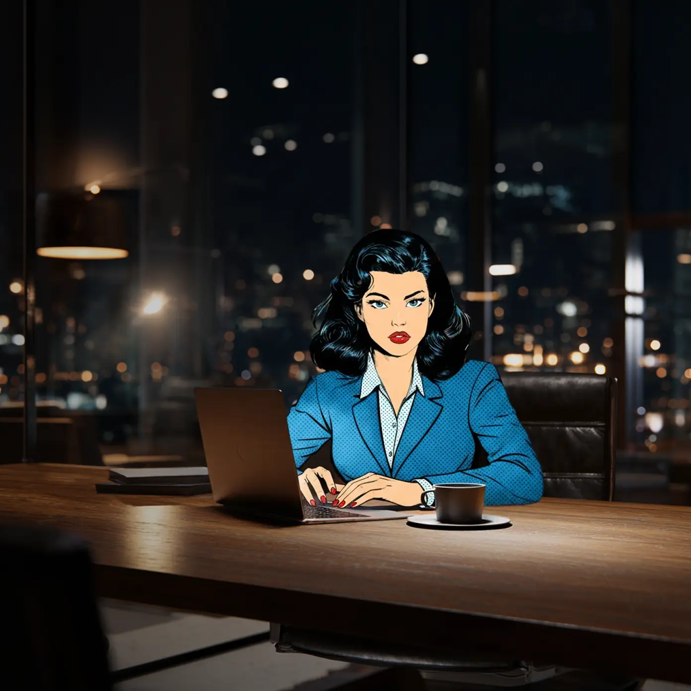 The world's asleep. Linda reviews your contract.